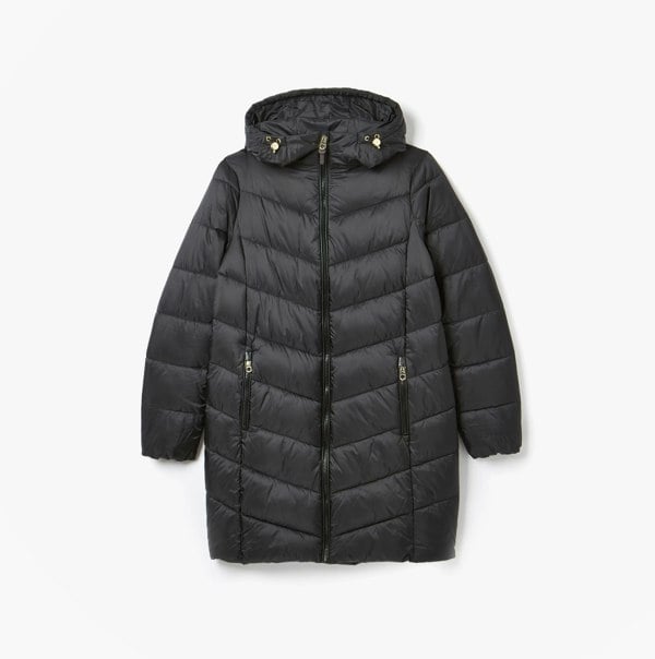 Joules MOORSDALE Womens Mid Length Showerproof Padded Coat with Hood Black