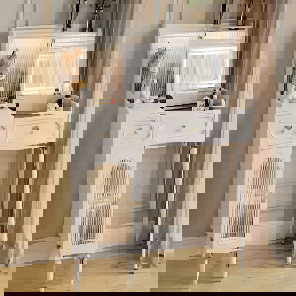 Layla Slimline Dressing Table, Small Dressing Table, Cream-Rit Concept-Rit Concept