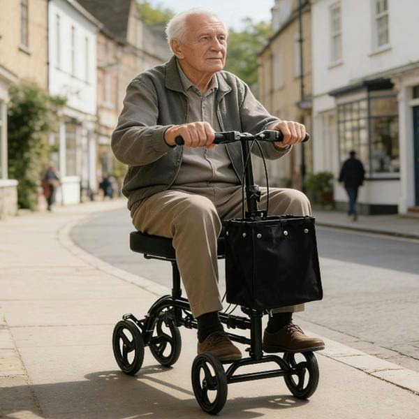 Gr8 Home Mobility Knee Walker Scooter Adjustable Height Knee Pad Steering Dual Brakes 300lb Capacity