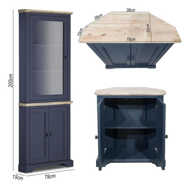 Statement Furniture Florence Corner Display Cabinet, Glass Door Assembled Dresser