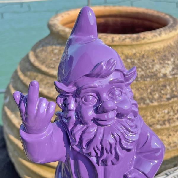 Stoobz Purple Middle Finger F**k You Garden Gnome 30cm