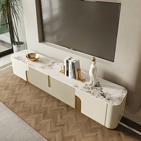 Athena TV Stand, Cream & Gold-Weilai Concept-Weilai Concept