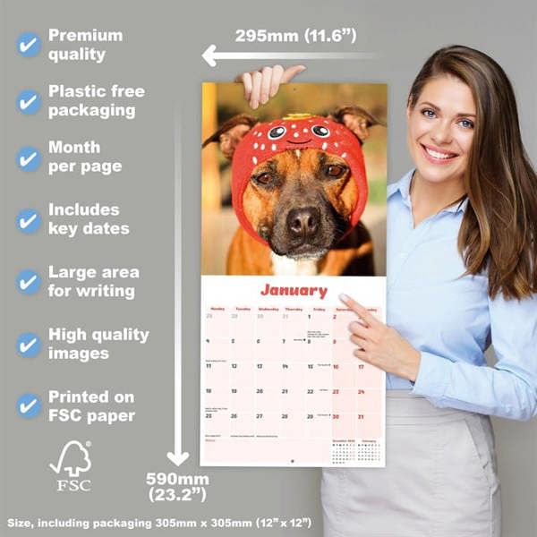 Staffies Calendar 2027, Wall Calendars, Month To View, Dogs, Gift