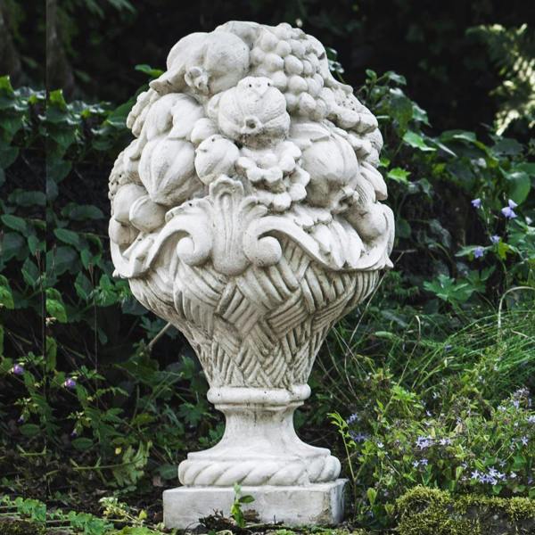 PAIR Giant Vase of Fruit Design Ornaments or Pillar Tops Very Heavy and Detailed