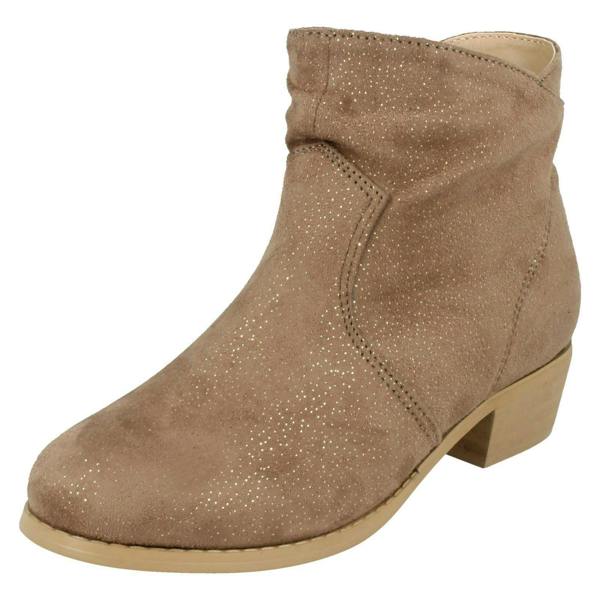Spot On Girls Spot On Mid Heel Rouched Ankle Boots