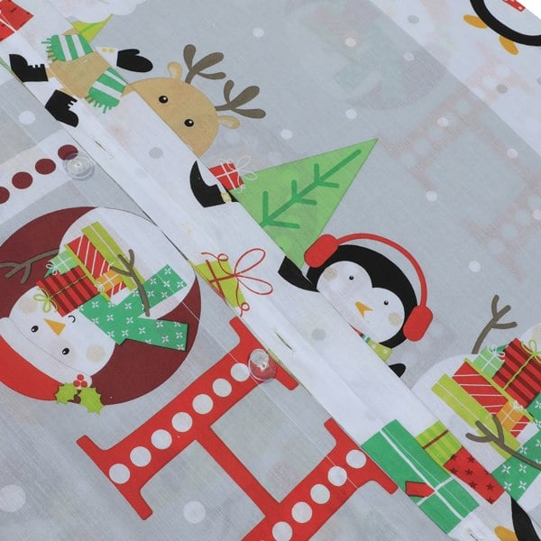 Velosso Santa and Friends Printed Cotton Blend Red Duvet Cover & Pillowcase Set - Christmas Bedroom Decor