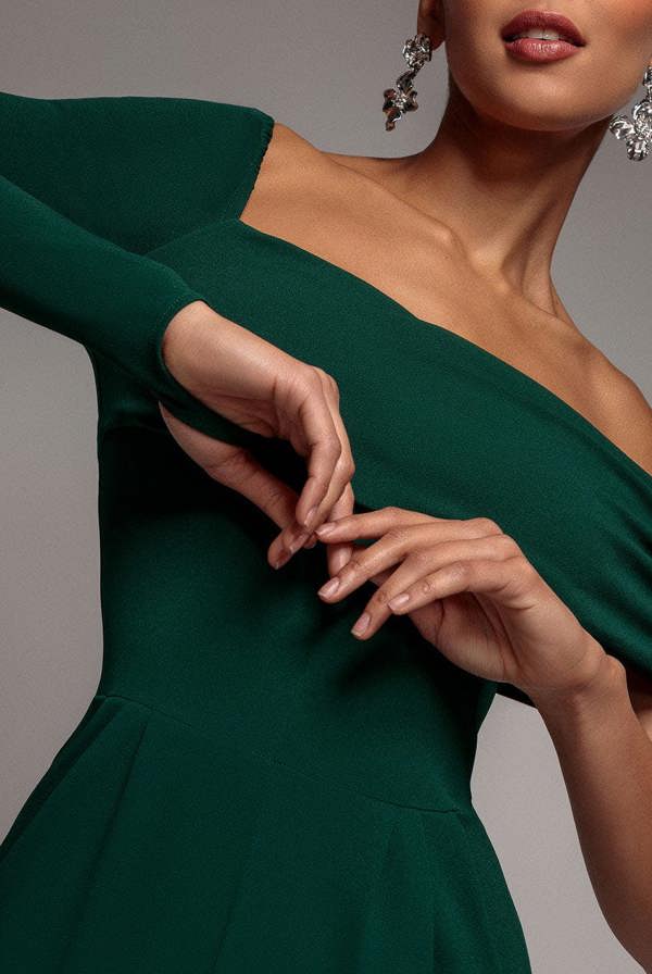One Shoulder Scuba Jumpsuit - Emerald Green TR375