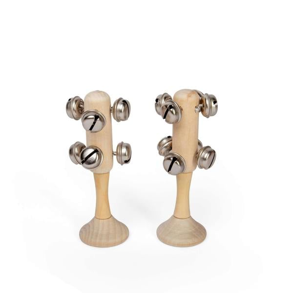 Bigjigs Toys Natural Mini Bell Stick Pack of 2 | Baby Wooden Bellstick