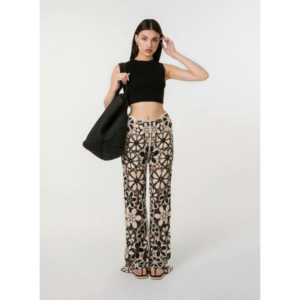 Pink Vanilla Crochet Pants With Flower Pattern