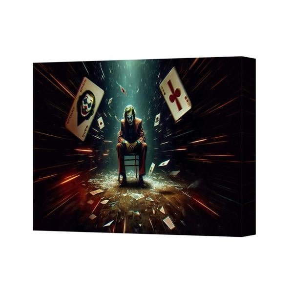 Benjamin Tate Design Joker In A Chair Canvas Art Print With Flying Playing Cards