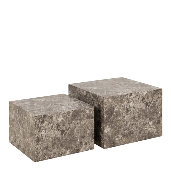 Furniture To Go Dice Square Coffee Table Set in Light Brown Emperador Rough Paper
