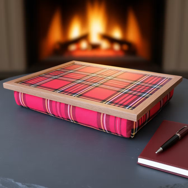 Made in the Mill Royal Stewart Red Tartan Luxury Lap Tray with Bean Bag