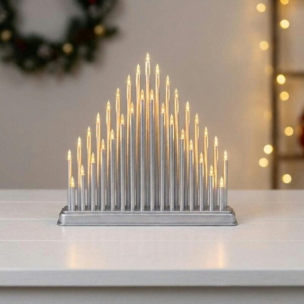 Garden Greatness Silver Candle Bridge Light with 33 LED