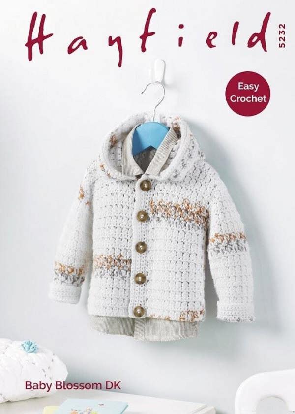 Hayfield Baby Blossom DK Crochet Pattern 5232, Jackets for Baby, 0 - 3 Years - Easy