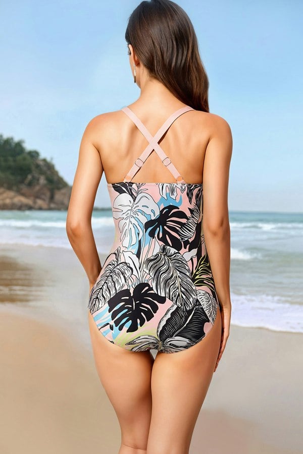 Modishion Chic Twist Front One-Piece Swimsuit