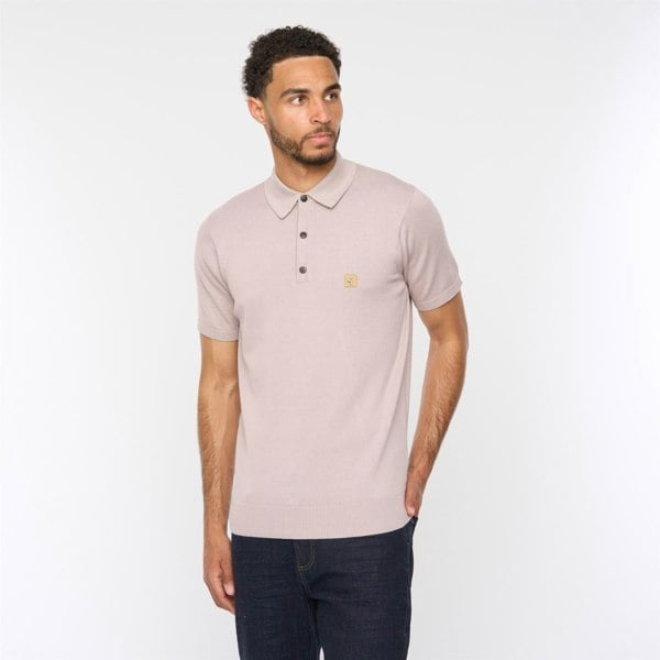 Gabicci V54GK04 Mens Jackson Short Sleeve Plain Knitted Polo Gabicci Vintage - MUSHROOM