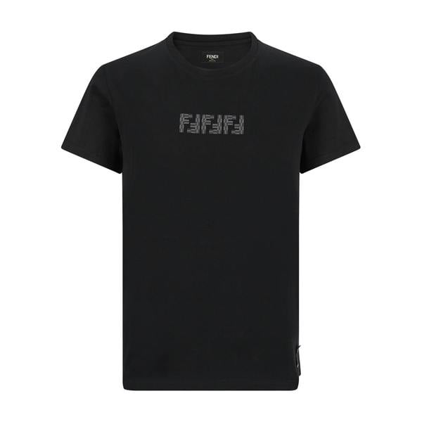 Fendi FF Labyrinth Embroidered T-Shirt   in  Black