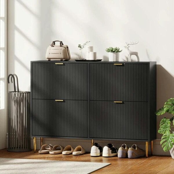 Bobobiy Elegant Four-Drawer Shoe Cabinet - Black