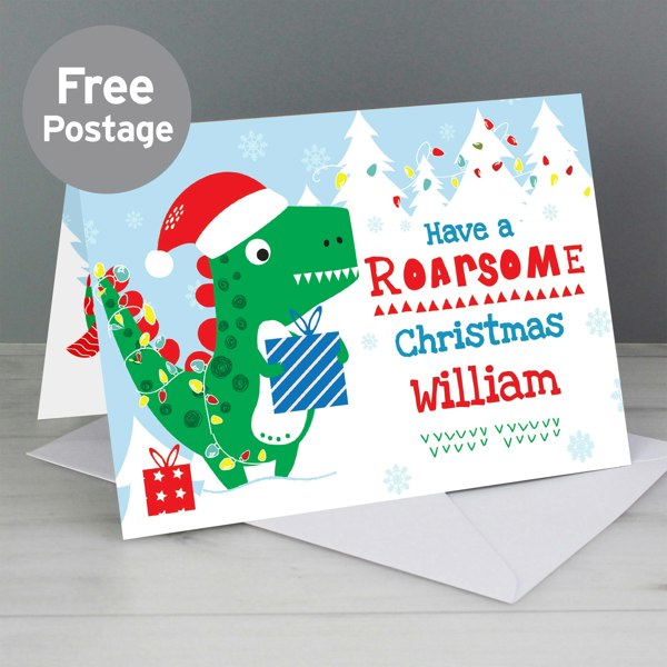 Personalised Memento Company Personalised Dinosaur 'Have a Roarsome Christmas' Card