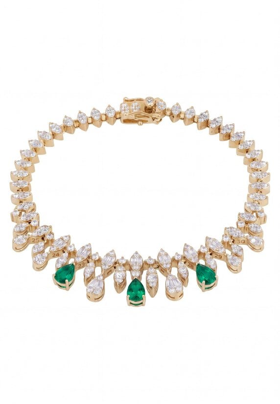 Latelita Duchess Emerald Tennis Bracelet Gold