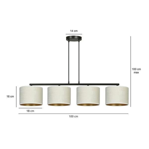 Emibig HILDE Pendant lamp 4 x E27 Black with White Shade