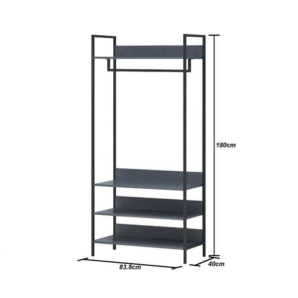 Timber Art Design Zahra Bedroom Double Open Wardrobe 4 Shelves Furniture Storage Cupboard