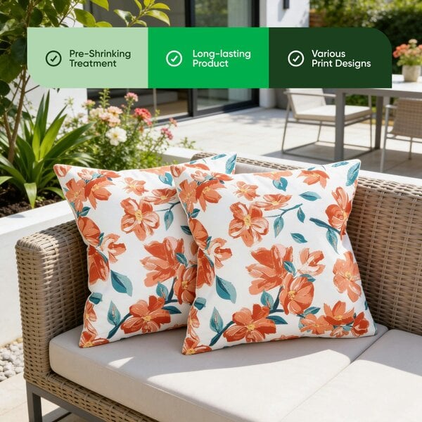 Gardenwize Pair of Outdoor Scatter Cushions - Japanese Floral Design