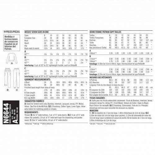 New Look Sewing Pattern 6644, Tops, Trousers for Women, A (8-10-12-14-16-18-20) - Intermediate