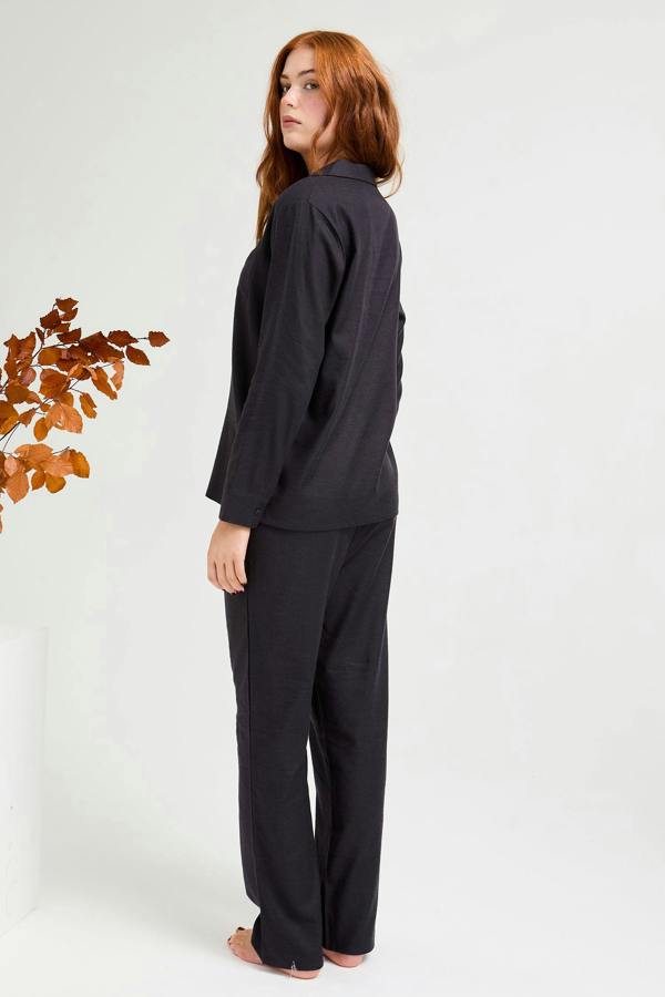 Cotton Modal Long Pyjama Set in Raven - Pajamas