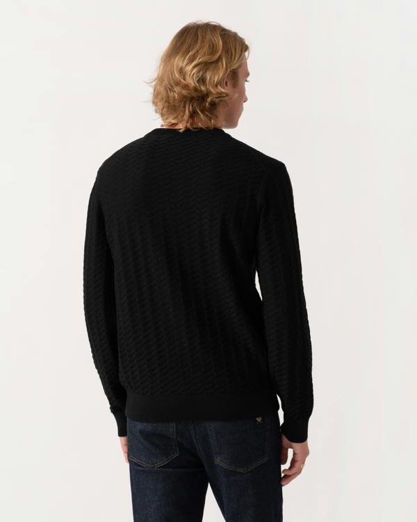 Back of the HUGO Simond Mens Crew Neck Jumper - Black 001