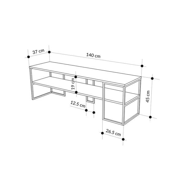 Decortie Modern TV Unit 140cm Open Shelf Design w/Plywood Edge, Black Metal Frames TV Stand up to 55' TVs Living Room
