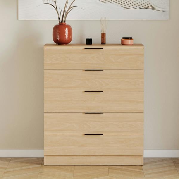 Vida Designs Trega 5 Drawer Chest, Black