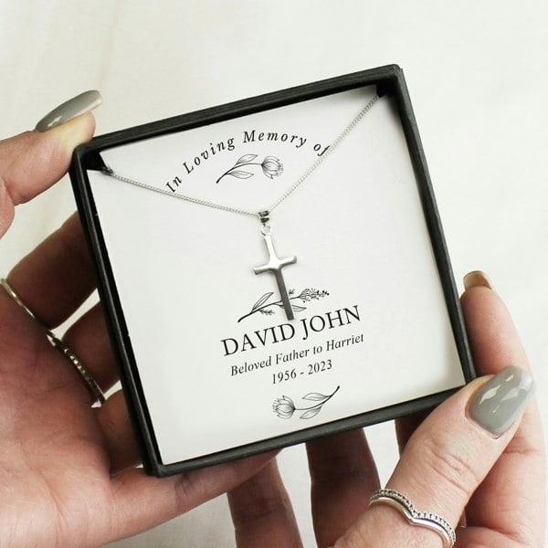 Personalised Memento Company Personalised In Loving Memory Cross Sentiment Necklace and Box