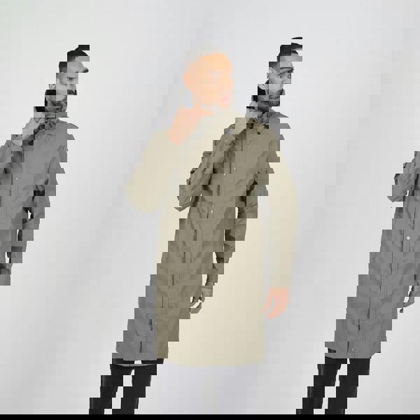 Brave Soul Taupe Rubberised Hooded Parka Style Jacket - Taupe Image 1