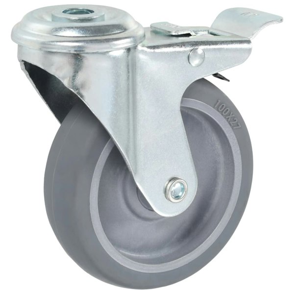 Berkfield Bolt Hole Swivel Casters with Double Brakes 4 pcs 100 mm