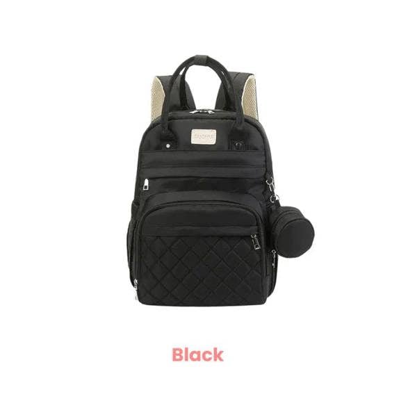 Anysort Black Mommy Diaper Bag With Changing Pad Maternity Backpack for Moms