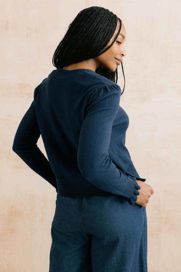 Lily & Me Lauren Ruffle Outfitter Cardigan Navy