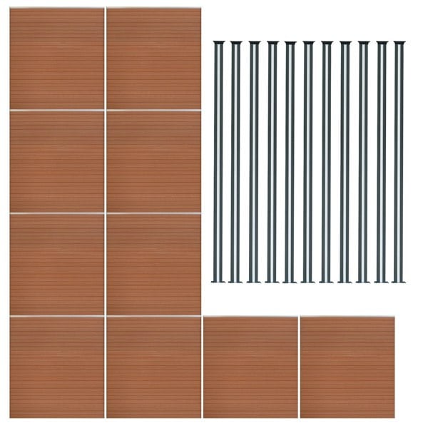 Monstershop Composite Fence Panel x 10 & LED Posts x 11 - Brown
