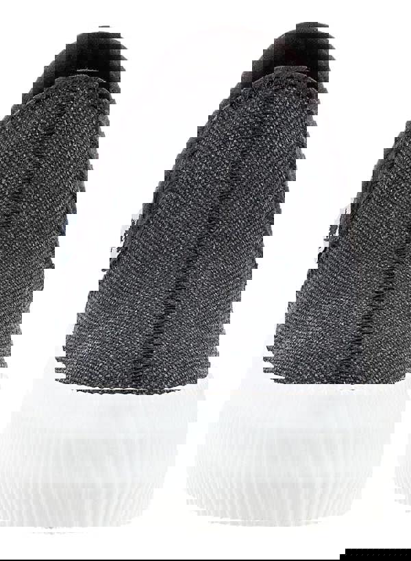 Rocket Dog Cheeryful Womens Slip On Casual Trainers Shoe, close-up of the front view showcasing the black fabric upper and white rubber sole.