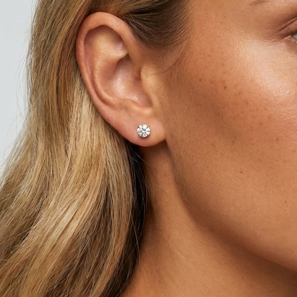 MUCHV 3, 4 or 5mm Solitaire Round Stone Earrings - Screw Back