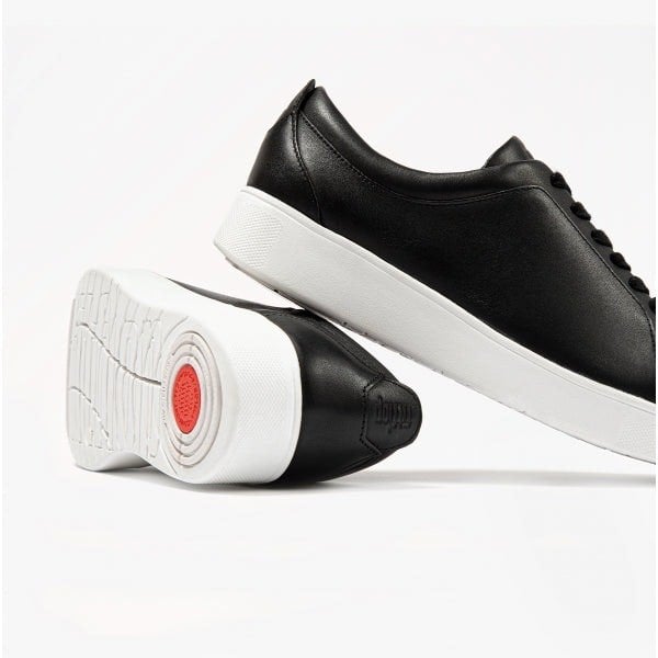 FitFlop RALLY Womens Leather Trainers Black/White