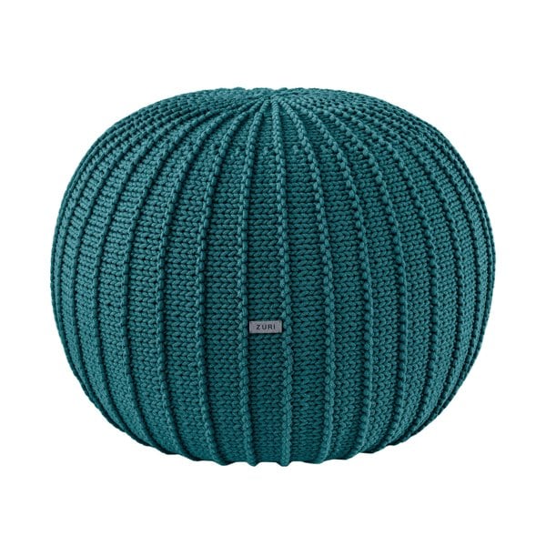 Zuri House Knitted pouffe, Medium | OCEAN BLUE