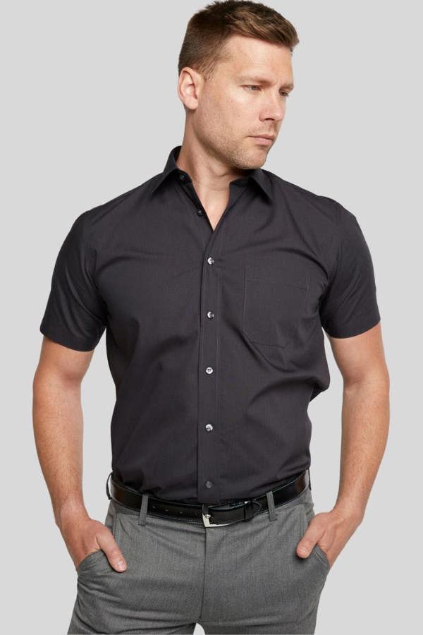 Black Classic Easy Care Short Sleeve Shirt