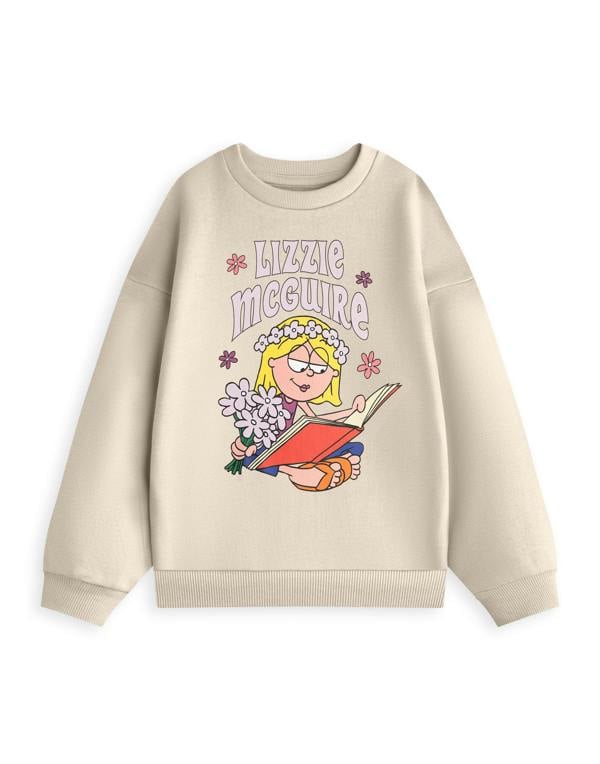 Disney Lizzie Mcguire Womens Beige Book Sweatshirt
