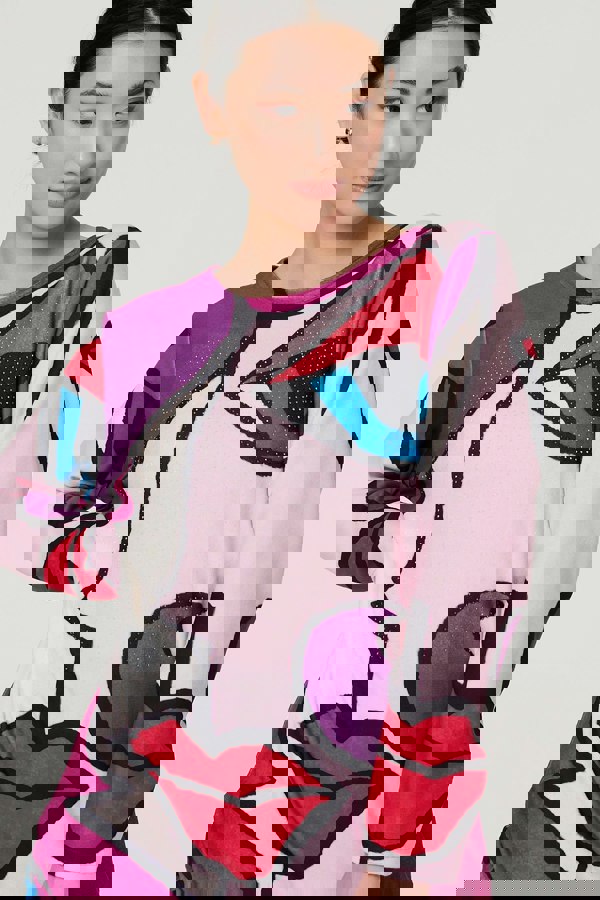 Red | Abstract Diamante Detail Tunic Top
