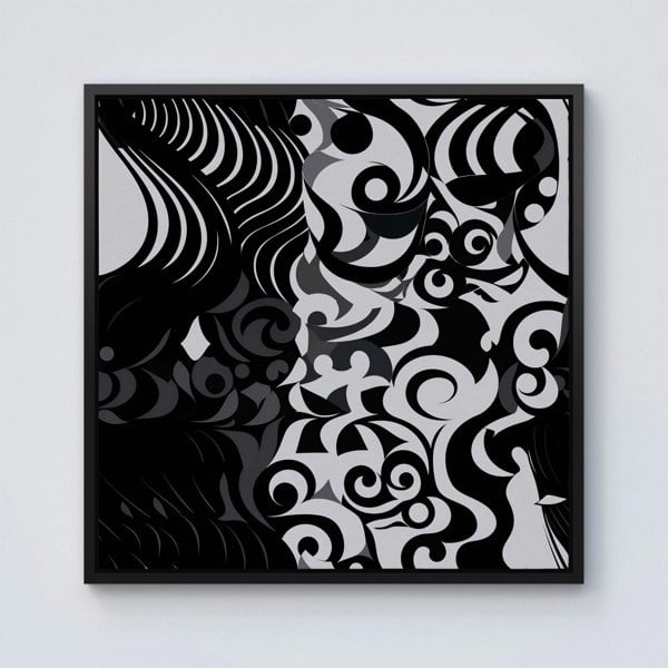 Warren Reed Black Grey Abstract Framed Canvas