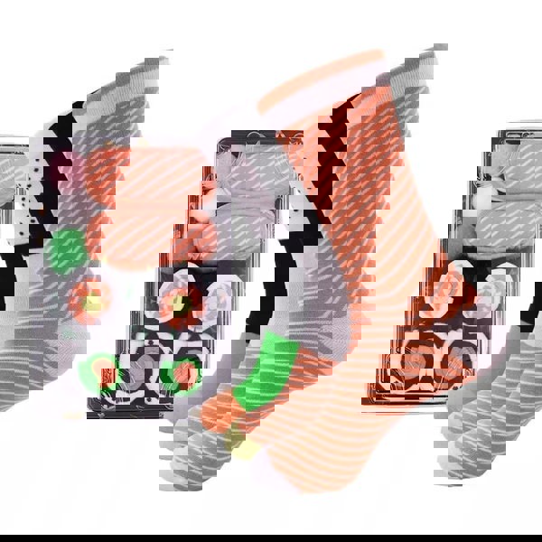 Anysox Anyfootwear 3 Pairs Multi-color Size 5-11 Fashion Socks With Sushi Happy Harajuku Skate Cotton Comfortable To Wear Perfect Christmas Gift