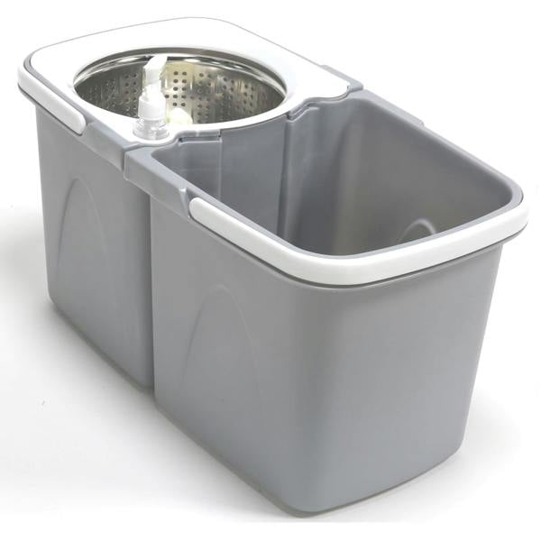 Gr8 Home Grey Space Saving 360° Rotating Dual Spin Dry Mop And Bucket 3 Microfibre Heads