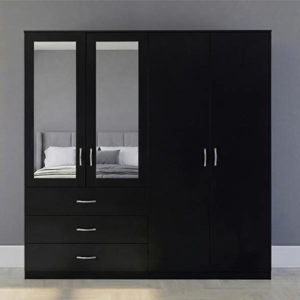 Vida Designs Riano 4 Door 3 Drawer Mirrored Wardrobe