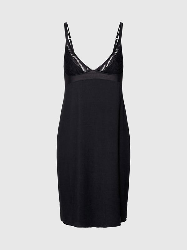 Calvin Klein SCULPT LACE LOUNGE Full Slip Nightdress Womens Black